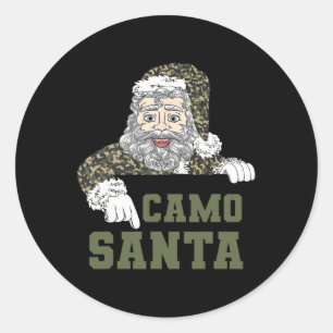 Sticker Rond Camoflage Chasse de Noël Père Noël Camo Military M