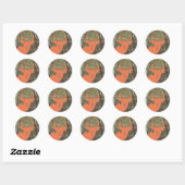 Sticker Rond Camouflage + Anniversaire des Cerfs Orange (Feuille)