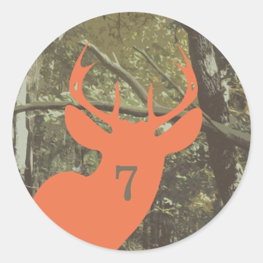 Sticker Rond Camouflage + Anniversaire des Cerfs Orange (Devant)