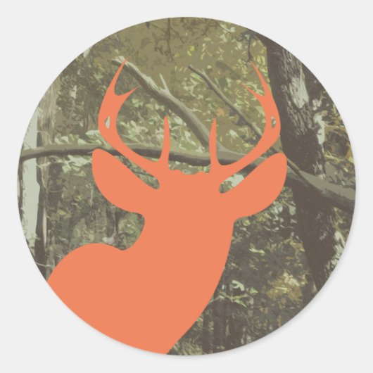 Sticker Rond Camouflage + Cerf orange (Devant)