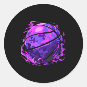 Sticker Rond Camouflage De Basket Violet Pour Hommes Femmes Enf