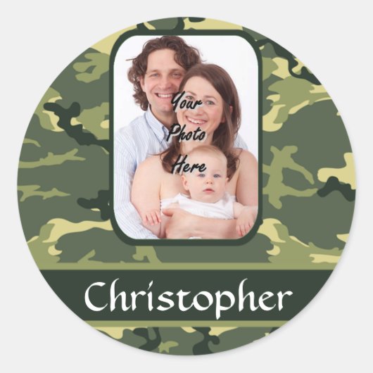 Sticker Rond Camouflage de bois vert (Devant)