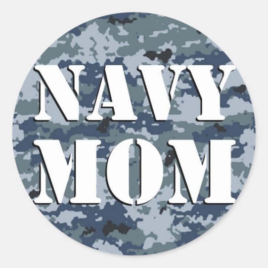 Sticker Rond Camouflage de maman de la Marine (Devant)