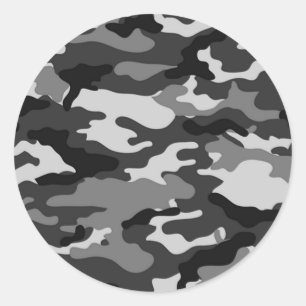 Sticker Rond Camouflage gris
