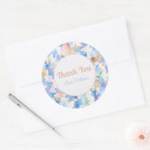 Sticker Rond Camouflage Métallique Rose Bleu Or Abstrait (Enveloppe)