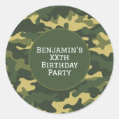 Sticker Rond Camouflage militaire Anniversaire de fête Thème Pe (Devant)