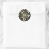 Sticker Rond Camouflage militaire Vert Motif Brown Monogramme (Sac)