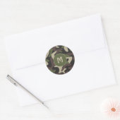 Sticker Rond Camouflage militaire Vert Motif Brown Monogramme (Enveloppe)