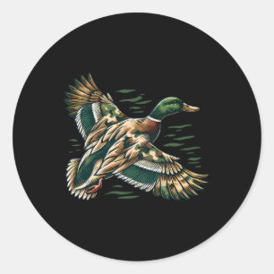 Sticker Rond Camouflage Old School Camo Coquette Bow Duck Hunti
