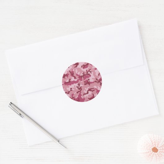 Sticker Rond Camouflage rose (Enveloppe)