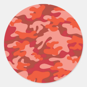 Sticker Rond Camouflage rouge