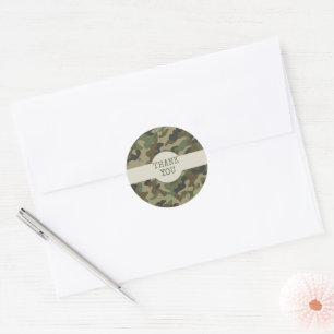 Sticker Rond Camouflage vert Merci