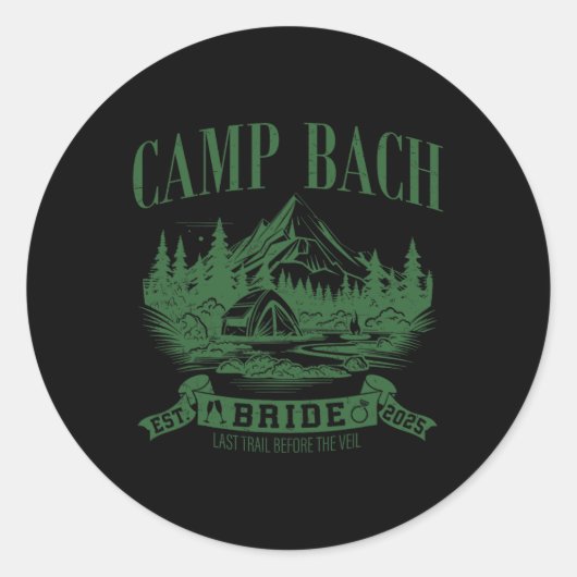 Sticker Rond Camp Bach Bride Randonnée Camping Bachelorette Par (Devant)