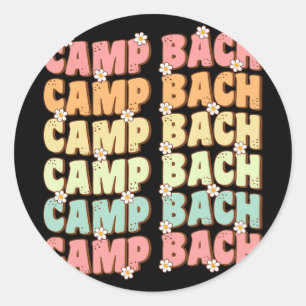 Sticker Rond Camp Bach Équipe Super Mariée Camping Bachelorette