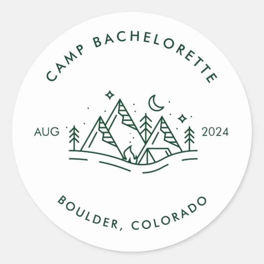 Sticker rond Camp Bachelorette (Devant)