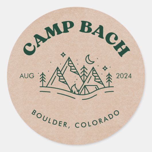 Sticker rond Camp Bachelorette (Devant)