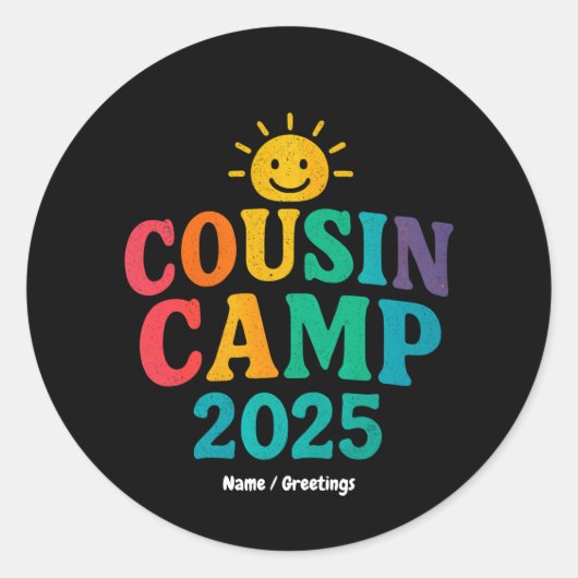 Sticker Rond Camp Cousin 2025 Camping de vacances d'été (Devant)