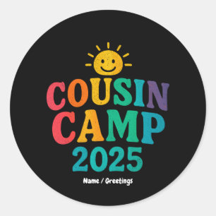 Sticker Rond Camp Cousin 2025 Camping de vacances d'été