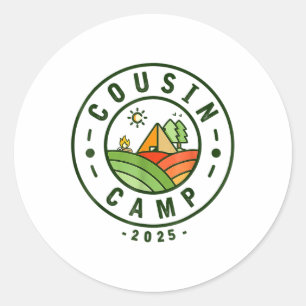Sticker Rond Camp Cousin 2025 Tribe Camping Vacances d'été _1