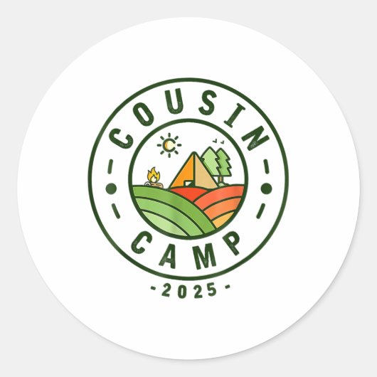 Sticker Rond Camp Cousin 2025 Tribe Camping Vacances d'été _1 (Devant)