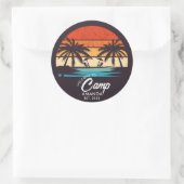 Sticker Rond Camp de plage personnalisé pour enterrement de vie (Sac)
