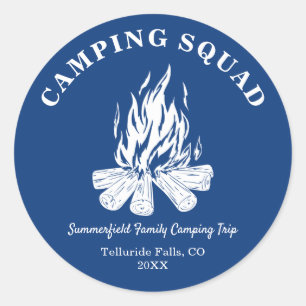 Sticker Rond Camp de vacances familial Feu de camp Camping Voya