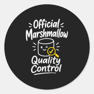 Sticker Rond Camp de vacances humour marshmallow s'mores