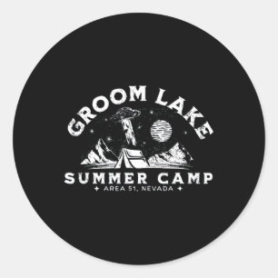 Sticker Rond Camp d'été de Groom Lake - Drôle de Zone 51 Alien 