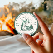 Sticker Rond Camp Rétro Bachelorette Girls Glamping Week-end