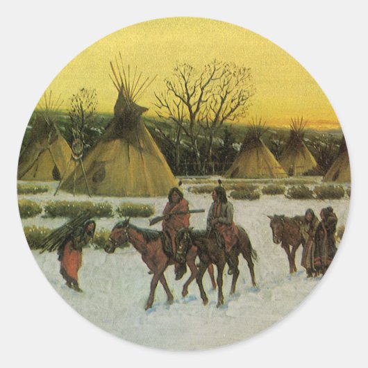 Sticker Rond Camp Sioux à Wounded Knee par John Hauser (Devant)