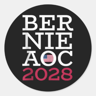 Sticker Rond Campagne Bernie Aoc 2028 - Combattre l'oligarchie