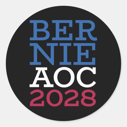 Sticker Rond Campagne Bernie Aoc 2028 - Oligarc de combat patri (Devant)