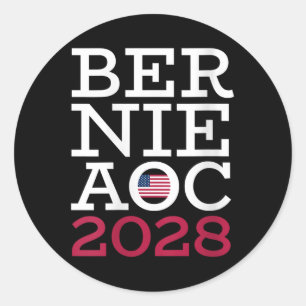 Sticker Rond Campagne de Womens Bernie Aoc 2028 - Combattre l'o