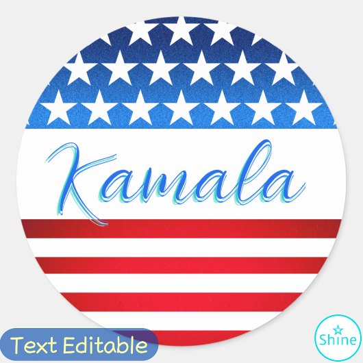 Sticker Rond Campagne Kamala Harris SWAG US Drapeau Élégant Scr