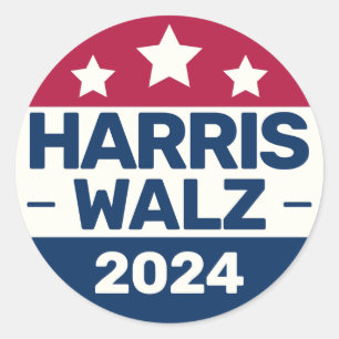 Sticker Rond Campagne Kamala Harris Tim Walz 2024 Président