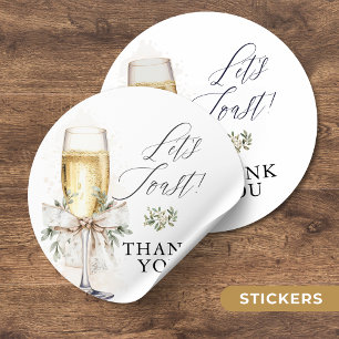 Sticker Rond Campagne Levons nos verres Mariage d'hiver Remerci