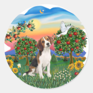 Sticker Rond Campagne Lumineuse - Beagle 1