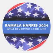 Sticker Rond Campagne pour la démocratie HARRIS 2024 (Devant)