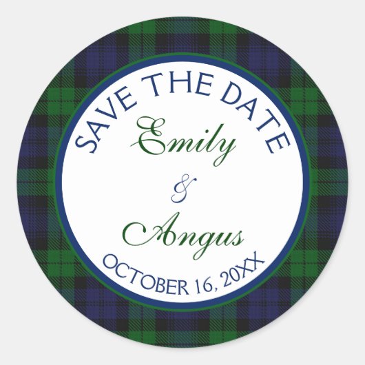 Sticker Rond Campbell Black Watch Tartan Mariage Enregistrer un (Devant)