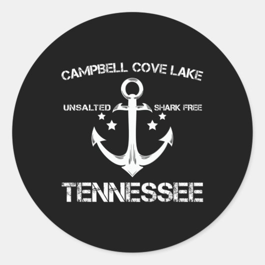 Sticker Rond Campbell Cove Lake Tennessee Funny Fishing Camping (Devant)