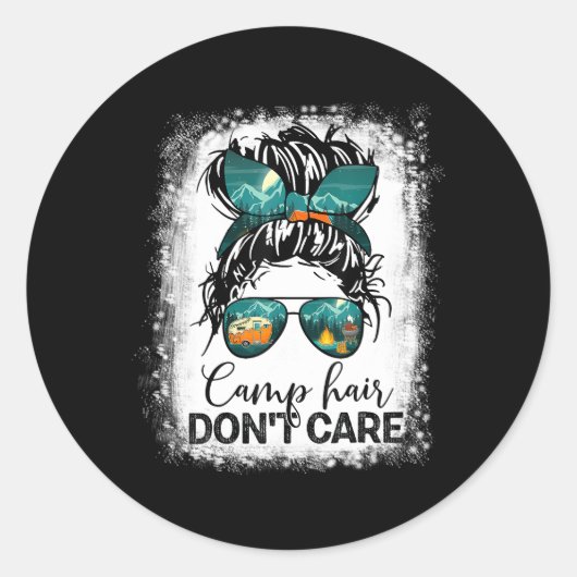 Sticker Rond Camper Camper Camg Messy Bun Cheveux (Devant)