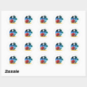 Sticker Rond Camper de dessin (Feuille)