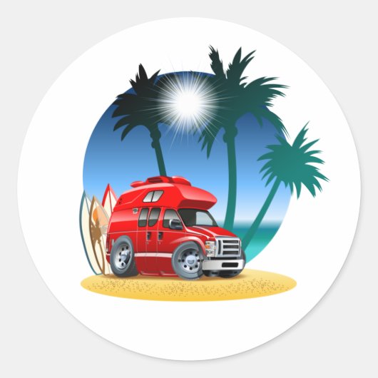 Sticker Rond Camper de dessin (Devant)