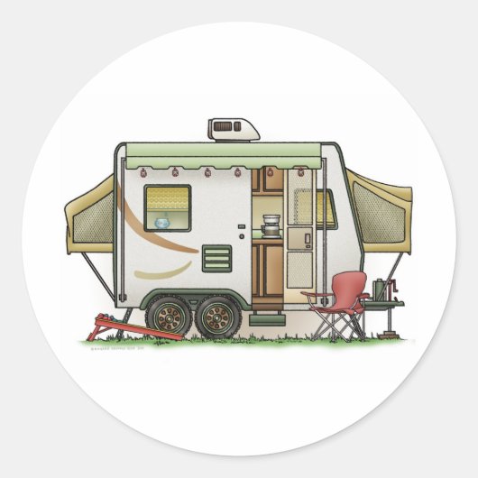 Sticker Rond Camper de remorque hybride extensible (Devant)