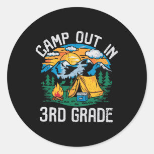 Sticker Rond Camper en 3e année Drôle de camping Nature Retour