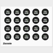 Sticker Rond Camper Funny Camping Je Dors Autour (Feuille)