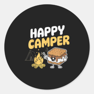 Sticker Rond Camper Marshmallow Camping Smores Kawaii Smores