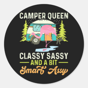 Sticker Rond Camper Queen Classy Sassy Et Un Peu Smart Assist