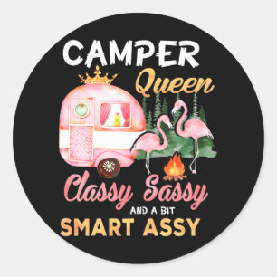 Sticker Rond Camper Queen Classy Sassy Un Peu Smart Assy