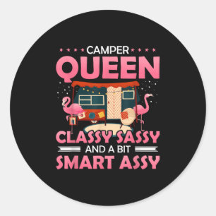 Sticker Rond Camper Queen Cly Sy Et Un Camping Un Peu Intellige